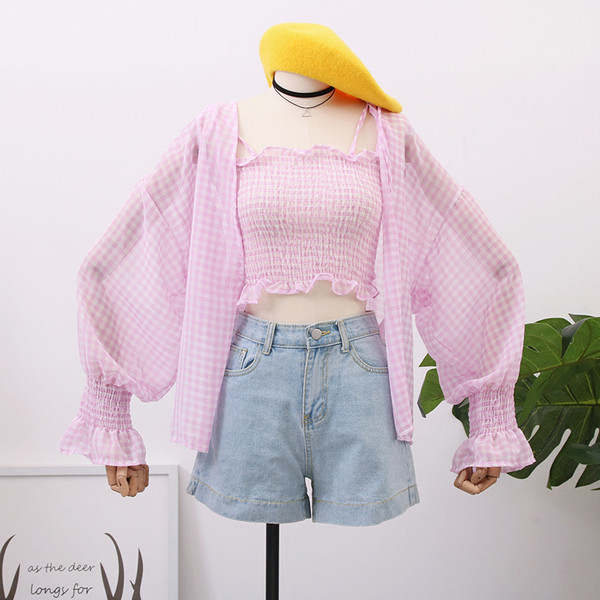 Cămașă modernă de damă în roz, alb și negru