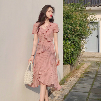 Rochie casual dama de culoare roz - model croiat