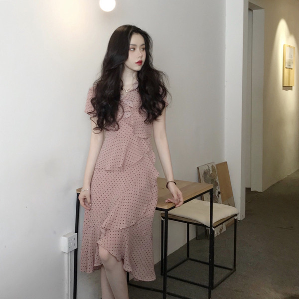 Rochie casual dama de culoare roz - model croiat