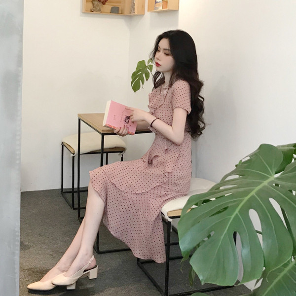 Rochie casual dama de culoare roz - model croiat