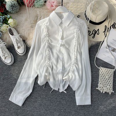 Cămașă de damă cu guler și nasturi în trei culori