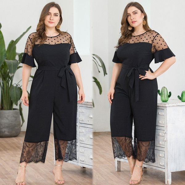 Salopeta de dama moderna cu dantela de culoare neagra