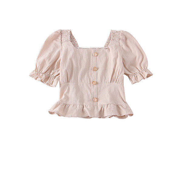 Bluză de damă modernă cu decolteu pătrat și nasturi în mai multe culori