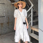 Rochie casual de dama cu decolteu in V in doua culori