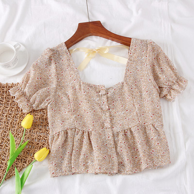 Bluză de damă cu motive florale și cravate - mai multe culori