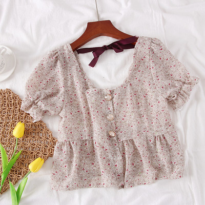 Bluză de damă cu motive florale și cravate - mai multe culori