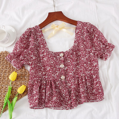 Bluză de damă cu motive florale și cravate - mai multe culori