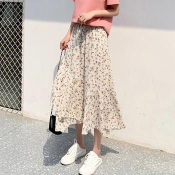 Fusta casual dama cu model floral in doua culori