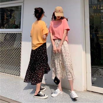 Fusta casual dama cu model floral in doua culori