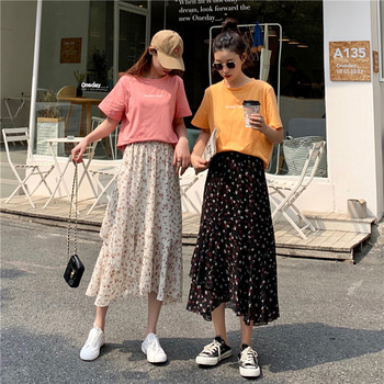 Fusta casual dama cu model floral in doua culori