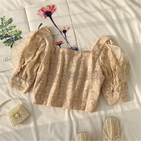 Bluză de damă modernă cu broderie în două culori