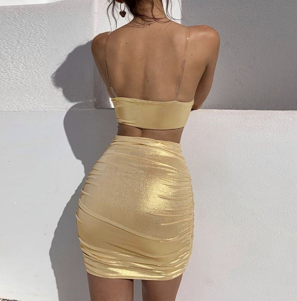 Set modern de dama din doua parti in bej si roz