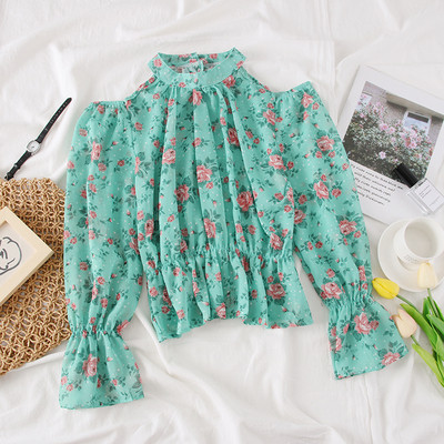 Bluza de dama model nou cu umerii goi si motive florale in mai multe culori