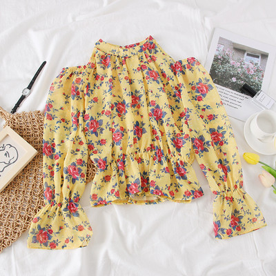 Bluza de dama model nou cu umerii goi si motive florale in mai multe culori