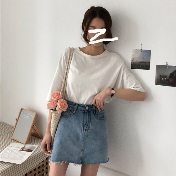 Fusta casual dama din denim cu talie inalta