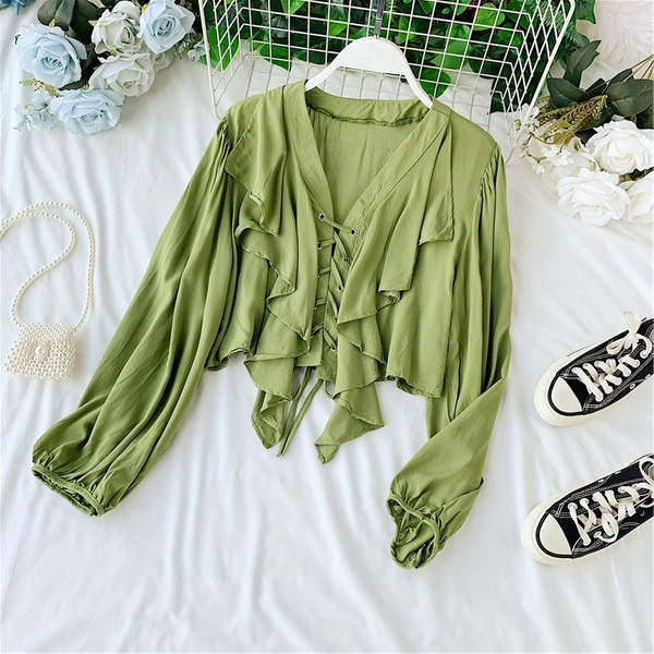 Cămașă de damă cu cravate încrucișate în mai multe culori