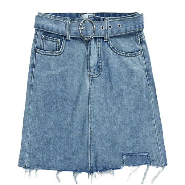 Fusta de dama actuala din denim cu motive rupte