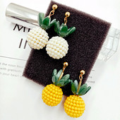 Cercei casual dama in alb si galben