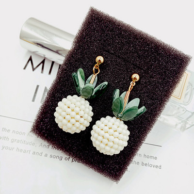 Cercei casual dama in alb si galben