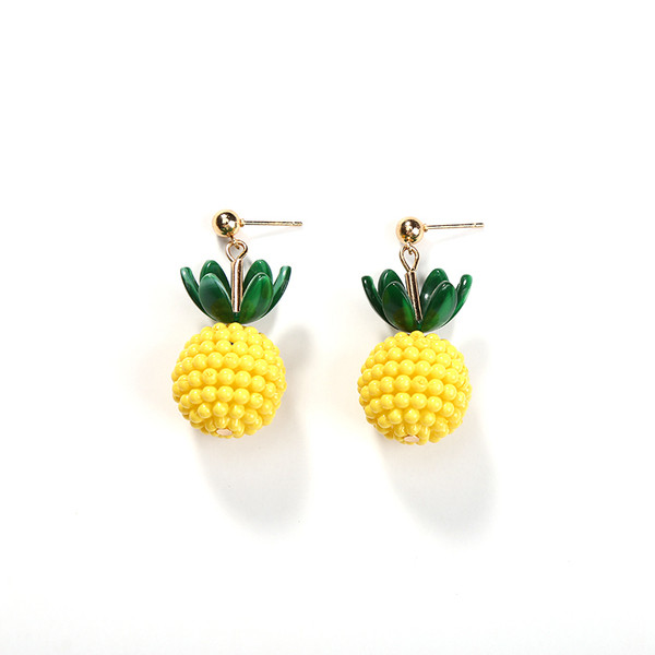 Cercei casual dama in alb si galben