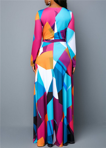 Rochie modernă de damă cu decolteu în V și mâneci lungi până la 5XL