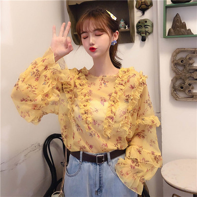 Bluză de damă modernă în două culori - galben și roz