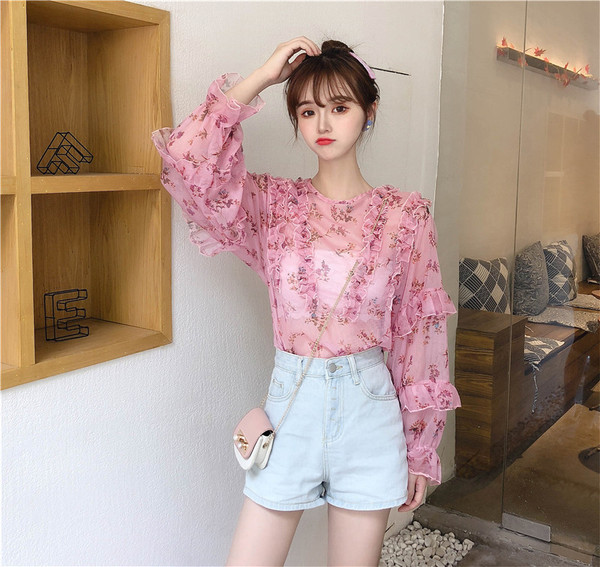 Bluză de damă modernă în două culori - galben și roz