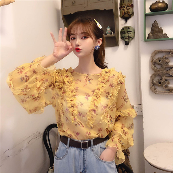 Bluză de damă modernă în două culori - galben și roz