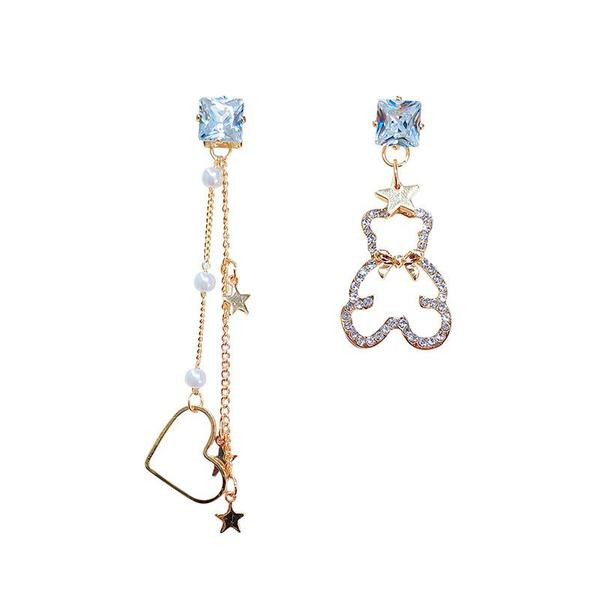 Cercei moderni de dama - in culoare aurie cu pietre