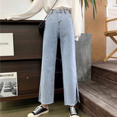 Blugi casual de dama cu talie inalta - un model larg