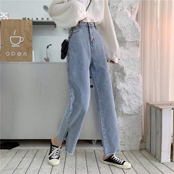 Blugi casual de dama cu talie inalta - un model larg