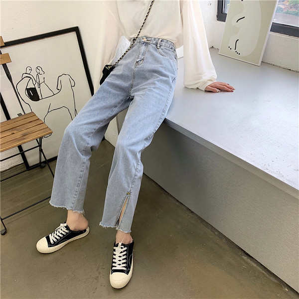 Blugi casual de dama cu talie inalta - un model larg