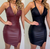 Rochie de dama eleganta Model slim cu decolteu in V in doua culori