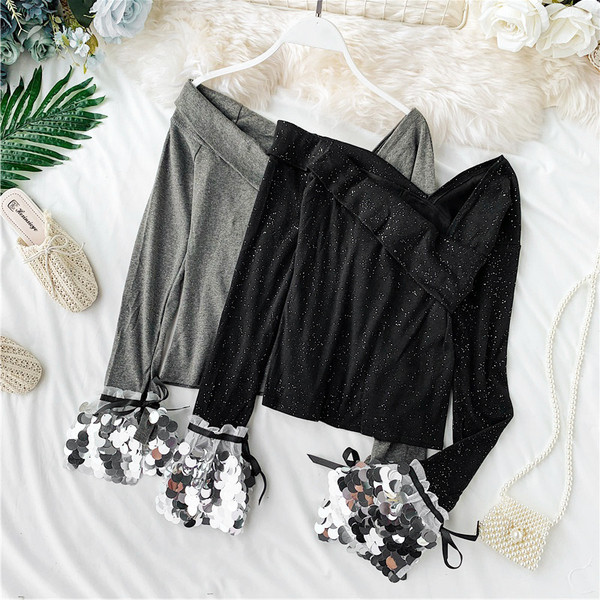 Bluza de dama cu paiete in doua culori