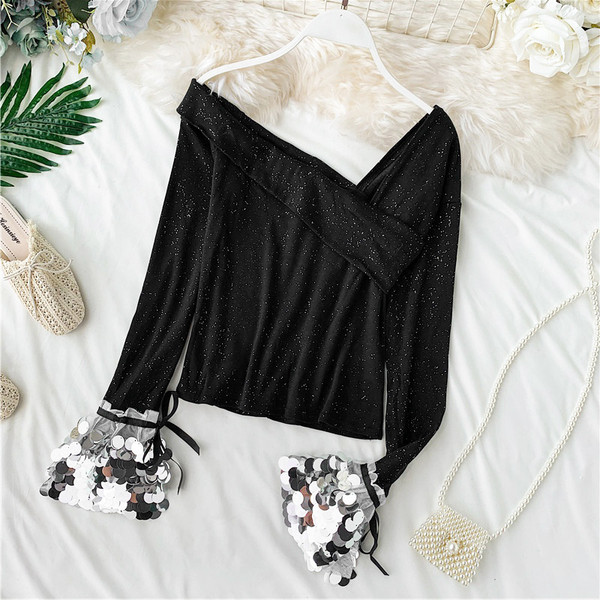 Bluza de dama cu paiete in doua culori