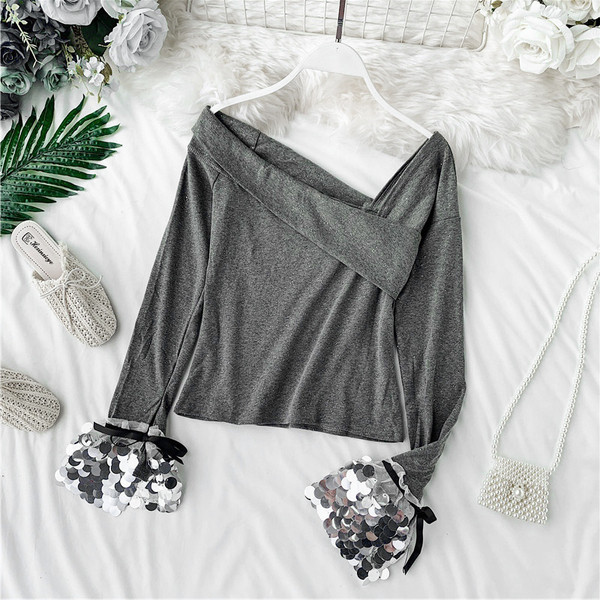 Bluza de dama cu paiete in doua culori