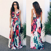 Rochie elegantă de damă, cu bretele subțiri și motiv floral