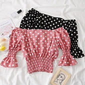 Bluză de damă modernă cu umerii goi și mâneci 3/4 - două culori