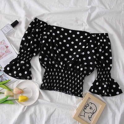 Bluză de damă modernă cu umerii goi și mâneci 3/4 - două culori