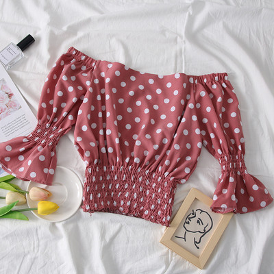 Bluză de damă modernă cu umerii goi și mâneci 3/4 - două culori