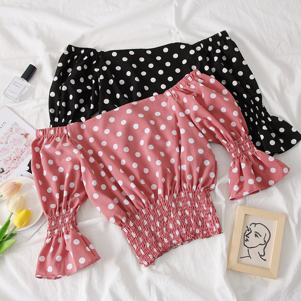 Bluză de damă modernă cu umerii goi și mâneci 3/4 - două culori