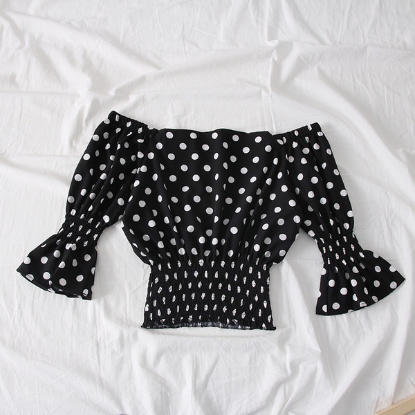 Bluză de damă modernă cu umerii goi și mâneci 3/4 - două culori