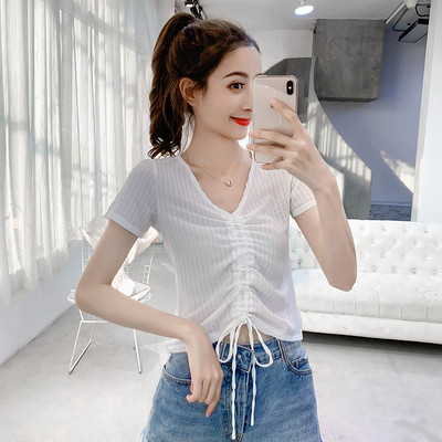 Tricou casual dama in trei culori cu cravate