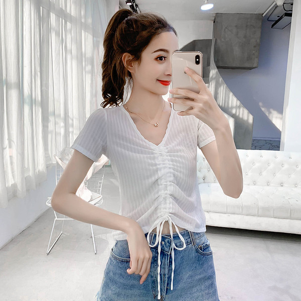 Tricou casual dama in trei culori cu cravate