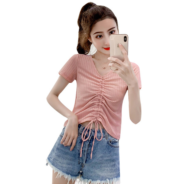 Tricou casual dama in trei culori cu cravate