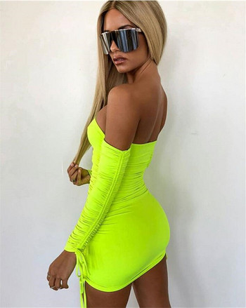 Rochie scurta de dama cu maneci cazute in doua culori