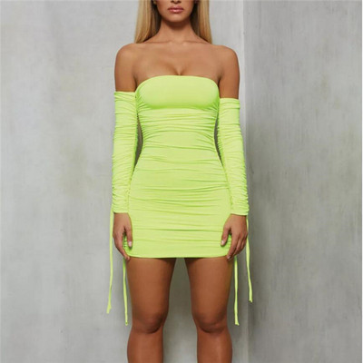 Rochie scurta de dama cu maneci cazute in doua culori