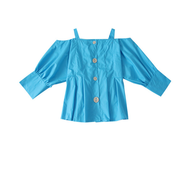 Cămașă de damă actuală cu nasturi și umerii goi - mai multe culori