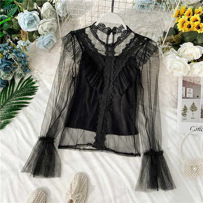 Cămașă de damă cu tul și dantelă în mai multe culori