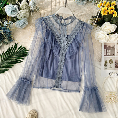 Cămașă de damă cu tul și dantelă în mai multe culori